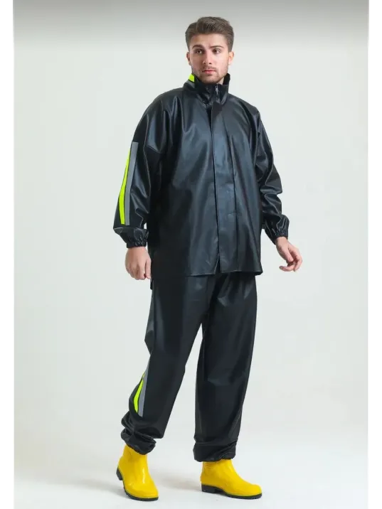 Motorcu Kurye Su Geçirmez Yağmurluk Takım - Siyah Motorcu Kurye Su Geçirmez Yağmurluk Takım - Siyah