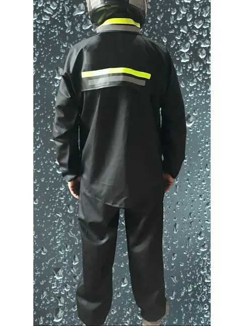Premium Motorcu Kurye Yağmurluk Takım Su Geçirmez Pvc Kumaş Reflektörlü Tübitak Onaylı - Siyah