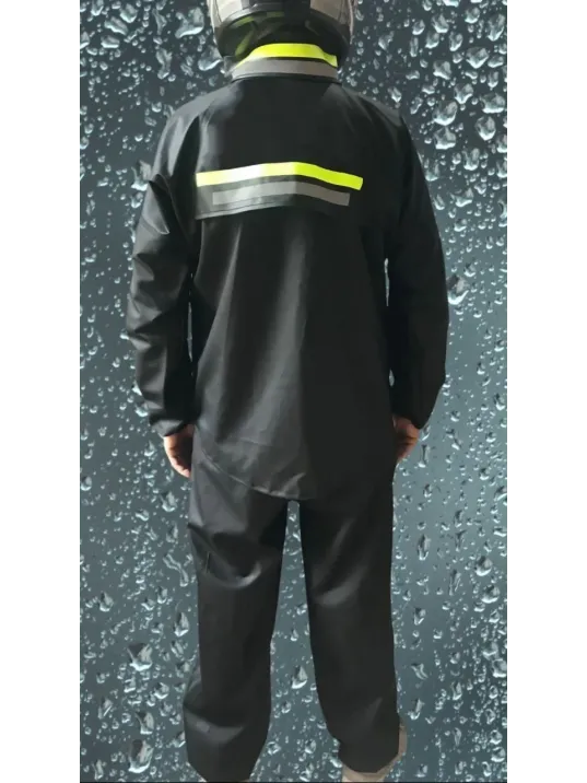 Premium Motorcu Kurye Yağmurluk Takım Su Geçirmez PVC Kumaş Reflektörlü TÜBİTAK Onaylı - Siyah