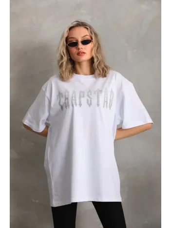 Unisex Taş Desenli Oversize T-Shirt - Beyaz Unisex Taş Desenli Oversize T-Shirt - Beyaz