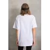 Unisex Taş Desenli Oversize T-Shirt - Beyaz