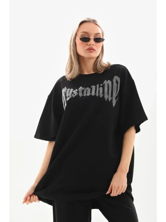 Unisex Taş Desenli Oversize T-Shirt - Beyaz Unisex Taş Desenli Oversize T-Shirt - Beyaz