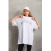 Unisex Taş Desenli Oversize T-Shirt - Beyaz