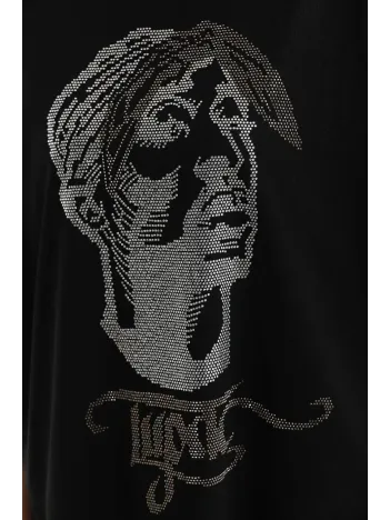 Unisex Taş Desenli Oversize T-Shirt - Siyah Unisex Taş Desenli Oversize T-Shirt - Siyah