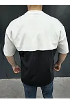 Unisex Torba Cep Detaylı Parçalı T-shirt - Siyah