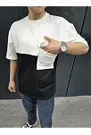 Unisex Torba Cep Detaylı Parçalı T-shirt - Siyah