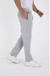 Erkek Üç İplik Basic Eşofman Boru Paça İpli Pantolon - Gri