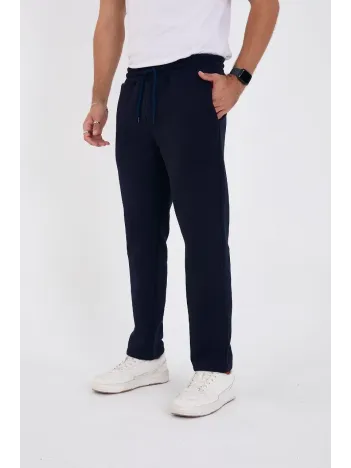 Erkek Üç İplik Basic Eşofman Boru Paça İpli Pantolon - Lacivert