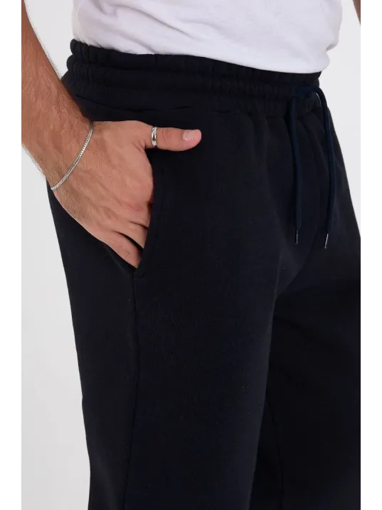 Erkek Üç İplik Basic Eşofman Boru Paça İpli Pantolon - Lacivert