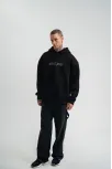 Unisex Üç İplik Kapşonlu Nakışlı Sweatshirt - Siyah Unisex Üç İplik Kapşonlu Nakışlı Sweatshirt - Siyah