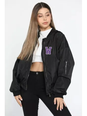 Kadın Wild One Baskılı Bomber Mont – Siyah Renk, Oversize Rahat Kalıp, Fermuarlı, Cepli, Günlük Şık Kapitone Mont - Siyah Kadın Wild One Baskılı Bomber Mont – Siyah Renk, Oversize Rahat Kalıp, Fermuarlı, Cepli, Günlük Şık Kapitone Mont - Siyah