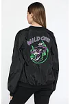 Kadın Wild One Baskılı Bomber Mont – Siyah Renk, Oversize Rahat Kalıp, Fermuarlı, Cepli, Günlük Şık Kapitone Mont - Siyah