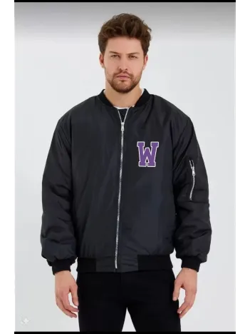 Wild One Baskılı Erkek Bomber Mont – Panter Desenli, Fermuarlı, Kapitone Astarlı Ceket - Siyah Wild One Baskılı Erkek Bomber Mont – Panter Desenli, Fermuarlı, Kapitone Astarlı Ceket - Siyah