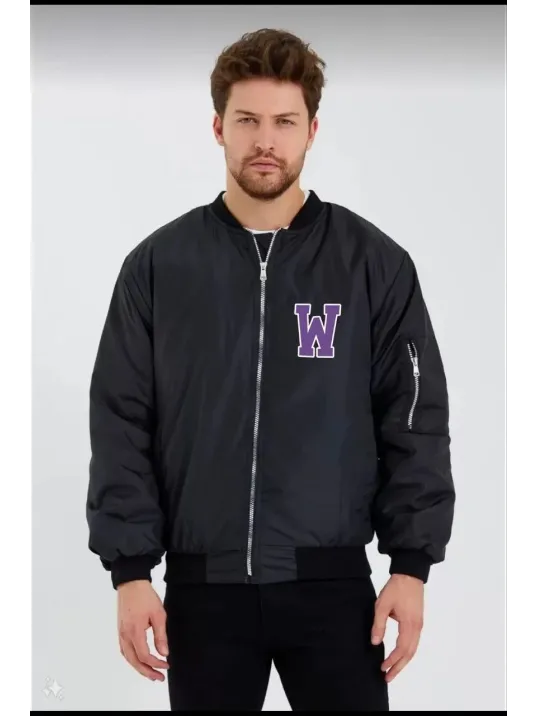 Wild One Baskılı Erkek Bomber Mont – Panter Desenli, Fermuarlı, Kapitone Astarlı Ceket - Siyah Wild One Baskılı Erkek Bomber Mont – Panter Desenli, Fermuarlı, Kapitone Astarlı Ceket - Siyah