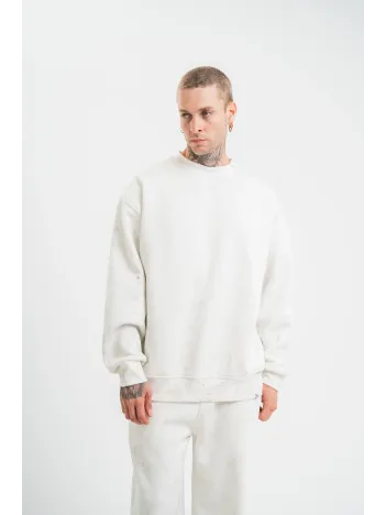 Unisex Uzun Kol Bisiklet Yaka Yıkamalı SweatShirt - Beyaz Unisex Uzun Kol Bisiklet Yaka Yıkamalı SweatShirt - Beyaz