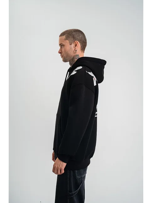 Unisex Uzun Kol Bisiklet Yaka Yıkamalı Sweatshirt - Siyah
