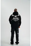 Unisex Uzun Kol Bisiklet Yaka Yıkamalı Sweatshirt - Siyah