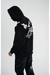 Unisex Uzun Kol Bisiklet Yaka Yıkamalı Sweatshirt - Siyah