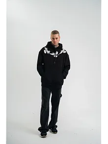Unisex Uzun Kol Bisiklet Yaka Yıkamalı Sweatshirt - Siyah