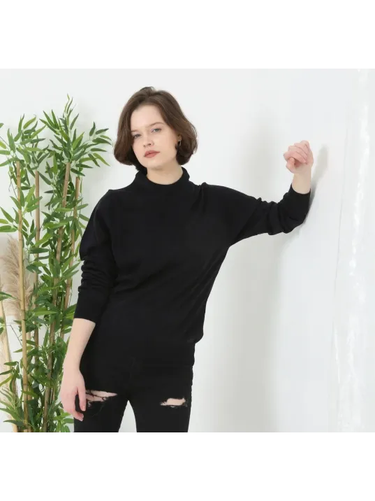 Unisex Uzun Kol Biskilet Yaka Dokuma Triko - Siyah Unisex Uzun Kol Biskilet Yaka Dokuma Triko - Siyah