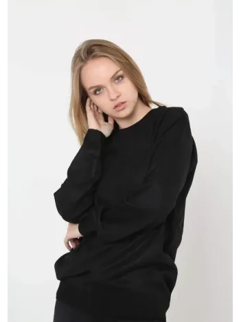 Unisex Uzun Kol Biskilet Yaka Dokuma Triko - Siyah Unisex Uzun Kol Biskilet Yaka Dokuma Triko - Siyah