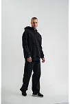 Unisex Uzun Kol Kapşonlu Yıkamalı Nakışlı Sweatshirt - Siyah