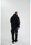 Unisex Uzun Kol Kapşonlu Yıkamalı Nakışlı Sweatshirt - Siyah