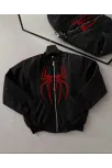 Örümcek Desenli Siyah Bomber Mont – Unisex Kullanıma Uygun, Fermuarlı Cepli, Kapitone Astarlı, Bahar Kış Günlük Giyim İçin Moda Ceket Modeli - Siyah Örümcek Desenli Siyah Bomber Mont – Unisex Kullanıma Uygun, Fermuarlı Cepli, Kapitone Astarlı, Bahar Kış Günlük Giyim İçin Moda Ceket Modeli - Siyah