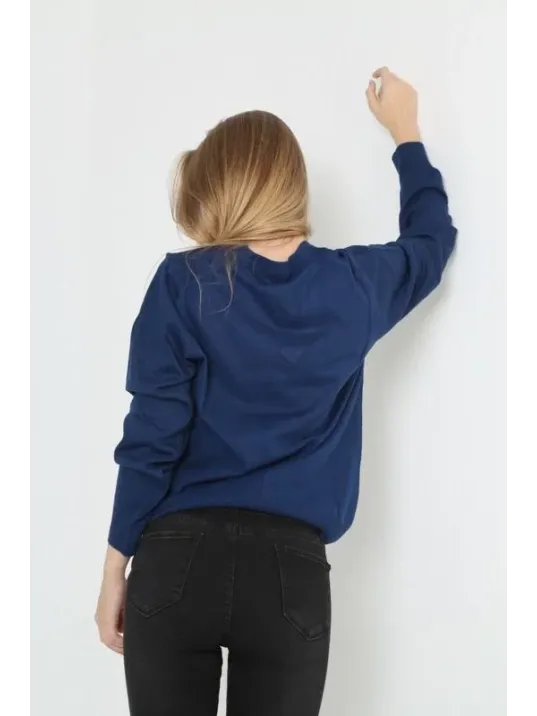 Unisex Uzun Kol V Yaka Triko Kazak - Indigo Unisex Uzun Kol V Yaka Triko Kazak - Indigo