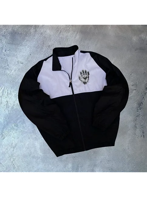 Unisex Uzun Kollu Paraşüt Kumaş Rüzgarlik - Siyah