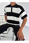 Erkek Yakalı Düğmeli Triko T-shirt - Siyah