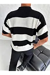 Erkek Yakalı Düğmeli Triko T-shirt - Siyah