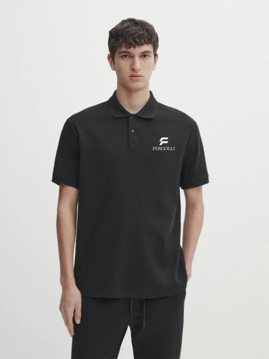 Yakası Düğmeli Yakalı Pike Baskılı T-Shirt - Beyaz Yakası Düğmeli Yakalı Pike Baskılı T-Shirt - Beyaz