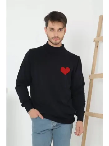 Unisex Yarım Boğazlı Baskılı Dokuma Triko - Siyah Unisex Yarım Boğazlı Baskılı Dokuma Triko - Siyah