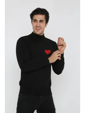 Unisex Yarım Boğazlı Baskılı Dokuma Triko - Siyah Unisex Yarım Boğazlı Baskılı Dokuma Triko - Siyah