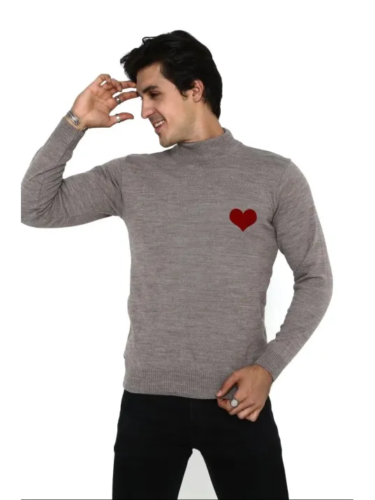 Unisex Yarım Boğazlı Baskılı Dokuma Triko - Vizon Unisex Yarım Boğazlı Baskılı Dokuma Triko - Vizon