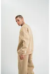 Uzun Kol Bisiklet Yaka Basic Sweatshirt - Bej