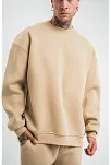 Uzun Kol Bisiklet Yaka Basic Sweatshirt - Bej