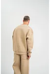 Uzun Kol Bisiklet Yaka Basic Sweatshirt - Bej