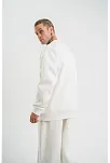 Uzun Kol Bisiklet Yaka Basic Sweatshirt - Beyaz