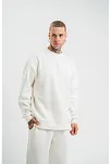 Uzun Kol Bisiklet Yaka Basic Sweatshirt - Beyaz