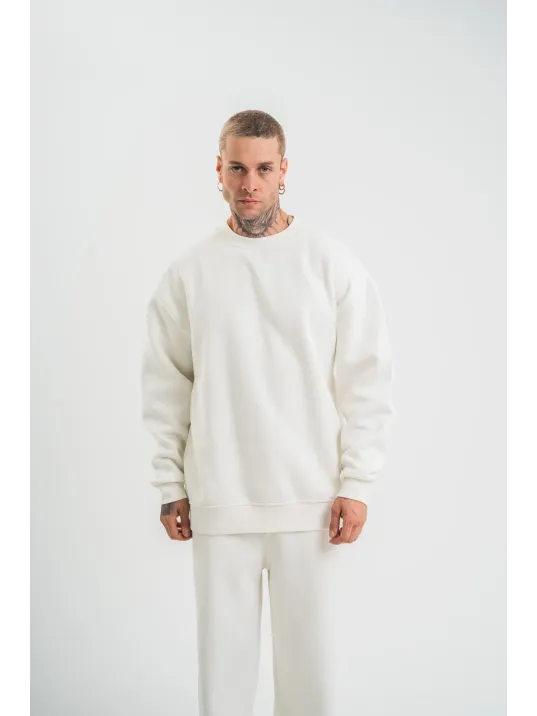 Uzun Kol Bisiklet Yaka Basic SweatShirt - Beyaz Uzun Kol Bisiklet Yaka Basic SweatShirt - Beyaz