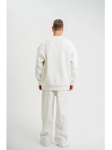 Uzun Kol Bisiklet Yaka Basic Sweatshirt - Beyaz