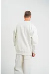 Uzun Kol Bisiklet Yaka Basic Sweatshirt - Beyaz