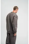 Erkek Uzun Kol Bisiklet Yaka 3 İplik Pamuklu Kışlık Sweatshirt  - Füme