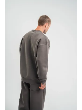 Uzun Kol Bisiklet Yaka Basic SweatShirt - Füme Uzun Kol Bisiklet Yaka Basic SweatShirt - Füme