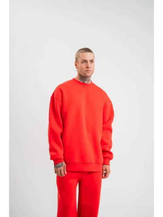 Uzun Kol Bisiklet Yaka Basic SweatShirt - Kırmızı Uzun Kol Bisiklet Yaka Basic SweatShirt - Kırmızı