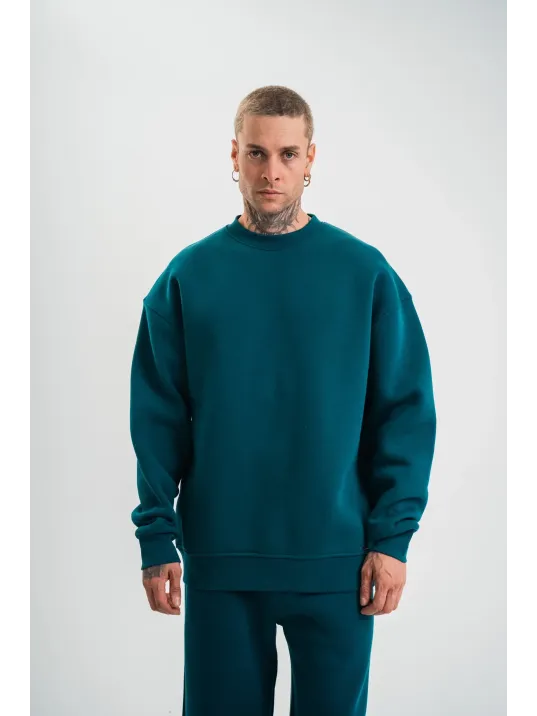 Uzun Kol Bisiklet Yaka Basic SweatShirt - Koyu Deniz Yeşili Uzun Kol Bisiklet Yaka Basic SweatShirt - Koyu Deniz Yeşili