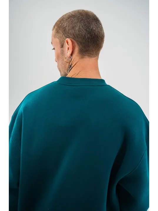 Uzun Kol Bisiklet Yaka Basic SweatShirt - Koyu Deniz Yeşili