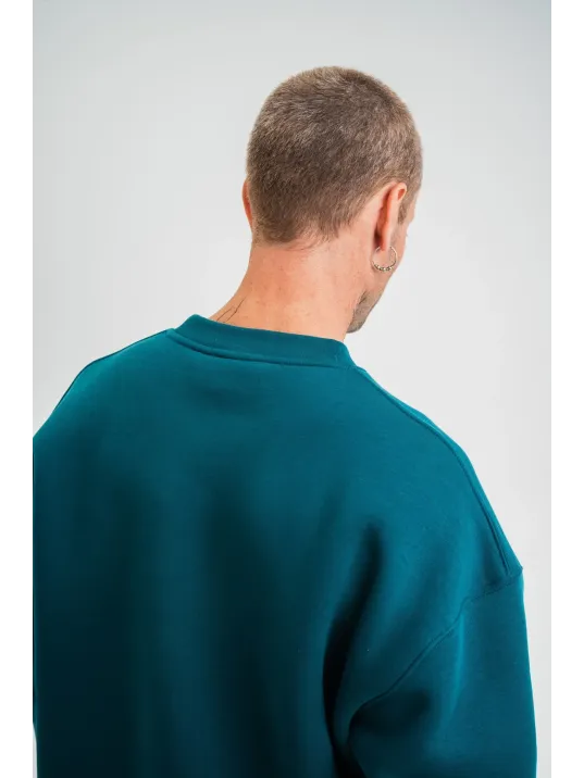 Uzun Kol Bisiklet Yaka Basic SweatShirt - Koyu Deniz Yeşili